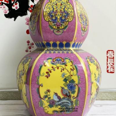 Bình Hồ Lô Họa Tiết Chim Hoa Tứ Qúy